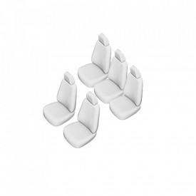 Set huse scaune auto compatibile VW Touran 2003-2010, 5 locuri individuale, piele ecologica cu textil, negru cusatura rosie - Img 2