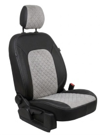Set huse scaune auto, dedicate Dacia Duster II 2018-> piele ecologica cu textil, negru cu gri, Lichidare stoc!