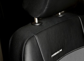 Set huse scaune auto, dedicate SKODA Octavia III 2012-2019 cu cotiera spate, fata-spate, piele ecologica neagra cu imitatie de alacantara gri - Img 4