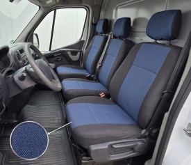 Set huse scaune auto fata 2+1 compatibile cu VW Crafter 2017->, material textil, negru cu albastru, Van, Doka - Img 2