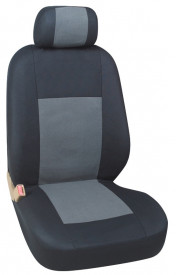 Set huse scaune auto, universale, fata 2+1, material textil, negru cu gri - Img 2
