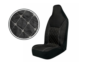 Set huse scaune auto, universale, fata 2+1, material textil, negru, cu tetiere integrate - Img 2