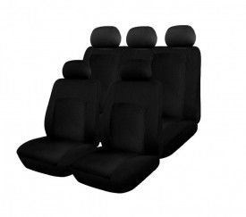 Set huse scaune auto, universale, fata-spate, bancheta fractionata, jacquard, negru - Img 1