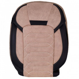 Set huse scaune auto universale, fata-spate, piele ecologica cu textil, negru cu crem, ANATOLIA Design - Img 1