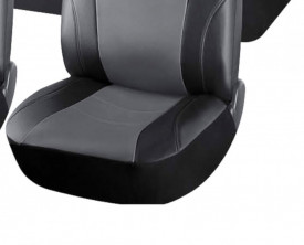 Set huse scaune auto, universale, fata-spate, piele ecologica, negru cu gri - Img 4