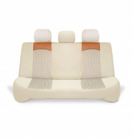 Set huse scaune auto universale seria SIDNEY, material textil crem si piele ecologica maro, fata-spate, compatibil airbag - Img 4