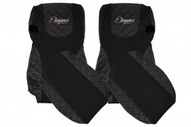 Set huse scaune camion compatibil cu DAF XF105 2012-> euro 6, Negru, piele ecologica cu velur