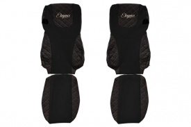 Set huse scaune camion compatibil cu DAF XF105 2012-> euro 6, Negru cusaturi rosii, piele ecologica cu velur - Img 1