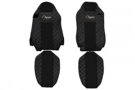 Set huse scaune camion compatibil cu MAN TGX 2007-2020, negru, piele ecologica cu velur, scaun sofer ISRI