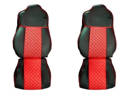 Set huse scaune camion compatibile cu IVECO STRALIS S-WAY 2021->, piele ecologica negru cu rosu - Img 2