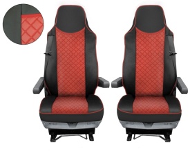 Set huse scaune camion compatibile cu MAN TGX 2007-2021, piele ecologica negru cu rosu - Img 2