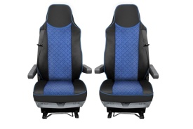 Set huse scaune camion compatibile cu MAN TGX 2007-2021, piele ecologica negru cu albastru