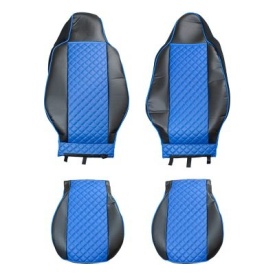 Set huse scaune camion compatibile cu MAN TGX II 2021->, piele ecologica negru cu albastru - Img 2