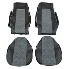Set huse scaune camion compatibile DAF XF euro 6 2012->, piele ecologica negru cu gri