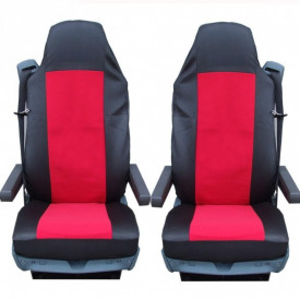 Set huse scaune camion compatibile MAN TGX EURO 5 2007->, material textil negru cu rosu