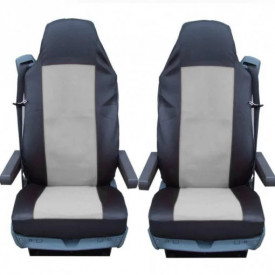 Set huse scaune camion compatibile MAN TGX EURO 5 2007->, material textil negru cu gri