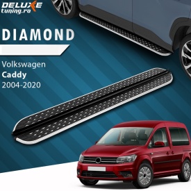 Set praguri trepte laterale cu suporti compatibil VW Caddy 2003-2020, Caroserie Scurta, Diamond Krom Design - Img 8