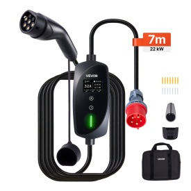 Statie incarcare mobila, Wallbox mobil, 22kW 32A, incarcator portabil EV tip 2, incarcator auto monofazat pentru vehicule electrice cu cablu de incarcare de 6 m, priza CEE, ecran LCD, statie de incarcare EV reglabila, cutie de control IP66 - Img 7