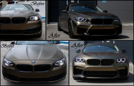 Bara Fata Echipata cu Grile Centrale compatibila cu BMW Seria 5 F10 F11 (2011-2017) M5 G30 Design Fara PDC - Img 7