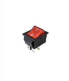 Buton comutator 2 pozitii, On Off, rosu 4 picioare 250V 16A, bucata