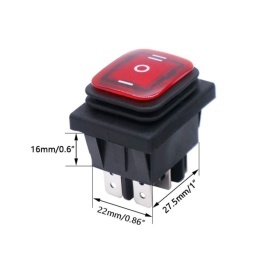 Buton intrerupator Gesibo 3 pozitii, iluminat rosu 6 picioare 250V 16A, bucata - Img 2