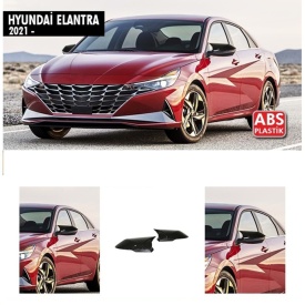 Capace oglinda compatibile cu Hyundai Elantra 2021->, Negru lucios BATMAN style - Img 2