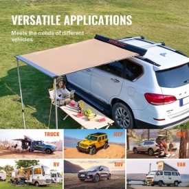Copertina laterala auto mare de 1,2 x 2 m, retractabila, impermeabila, UV50+ cu geanta de depozitare, inaltime reglabila, potrivita pentru camion, SUV, autoutilitare, rulote - Img 4