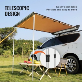 Copertina laterala auto mare de 2 x 2,4 m, retractabila, impermeabila, UV50+ cu geanta de depozitare, inaltime reglabila, potrivita pentru camion, SUV, autoutilitare, rulote - Img 3