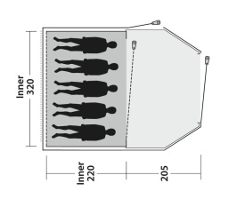 Cort camping tip tunel, cu 2 camere, pentru 5 persoane, 435x340x180 cm, Outwell Tent Earth 5 Plus - Img 11