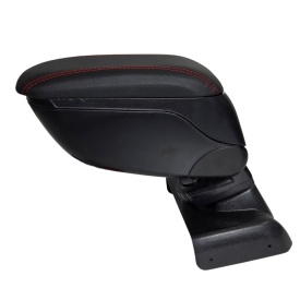 Cotiera auto compatibila Ford Focus III 2011-2018, piele ecologica neagra cu cusatura rosie - Img 2