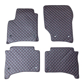 Covorase auto, mochete auto piele ecologica compatibile VW Touareg 2002-2010, culoare negru si cusatura rosie