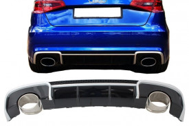 Difuzor Bara Spate cu Ornamente evacuare compatibil cu Audi A3 8V Hatchback Sportback 2012-2015 RS3 Design - Img 7