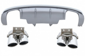 Difuzor Bara Spate Evacuare Dubla compatibil cu AUDI Q5 8R Facelift 2013-2016 Bara S Line - Img 1
