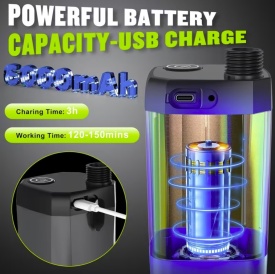 Dus portabil de camping cu afisaj LED, baterie 6000mAh, rezistent la apa IPX7 si 4 moduri de pulverizare - Img 2