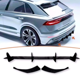 Extensie Difuzor Bara Spate compatibil cu Audi Q8 2018->, negru lucios