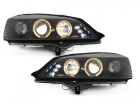 Faruri compatibil cu Opel Astra G (02.1998-02.2004) Angel Eyes Negru - Img 4