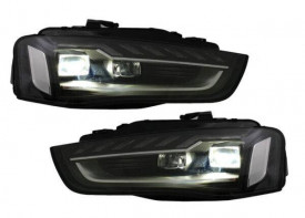 Faruri Full LED compatibil cu Audi A4 B8.5 Facelift (2012-2015) Negru Semnal Dinamic A4 B9.5 Design - Img 2