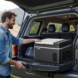 Frigider auto de 22L, voltaj operare 12V 24V DC si 100-240V AC 60W, -20C - 20 grade C pentru exterior, camping, rulote - Img 8