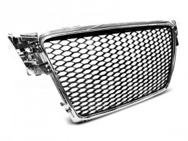 Grila Centrala Fara Emblema compatibil cu AUDI A4 B8 2007-2012 Limousine Avant RS Design Argintiu - Img 4