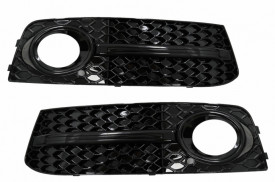 Grile Laterale Bara Fata compatibil cu AUDI A4 B8 8K 2007-2011 S4 Design Negru Lucios