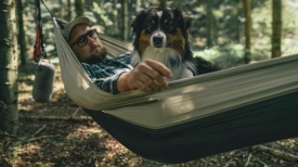 Hamac pentru drumetie, camping, pescuit sau gradina, 300x140 cm, Robens Trace Hammock Set - Img 9