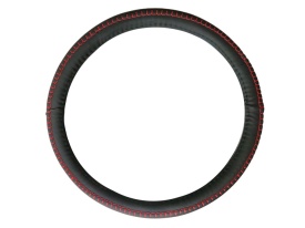 Husa volan piele perforata, negru si cusaturi rosii compatibil cu Citroen C3 Picasso 2009-2017