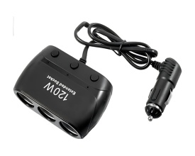 Incarcator auto, Splitter bricheta 12V-24V, 120W, 3 iesiri, 1519 - Img 3