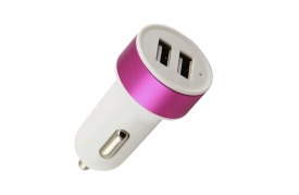 Incarcator auto USB 2 porturi iesire 2.1A 3.1A, si cablu cu capete micro USB, mufa Iphone si iPad, incarcare rapida, Roz - Img 2