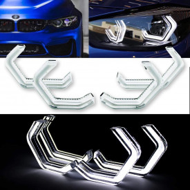 Kit Angel Eyes Iconic M4 Style compatibil cu BMW Seria 3 F30 2011-2018, Seria 4 F32 2013-2018