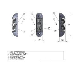 Lampa gabarit laterala, cu semnalizare, 12V-24V, 110x30 mm - Img 3