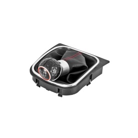 Nuca schimbator cu manson VW Golf V 2003-2008, Vw Golf VI 2008-2012, VW Jetta 2005-2010, 5 trepte, cusatura rosie, GTI Design - Img 9