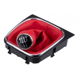 Nuca schimbator de viteze compatibil cu VW Golf 5 V 2003-2008, Golf 5 Plus 2005-2013, Golf 6 VI 2008-2012, Jetta 2005-2010, 5 trepte, culoare rosu cu negru si crom - Img 5