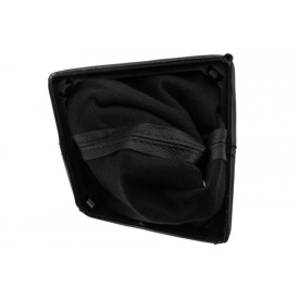 Nuca schimbator de viteze cu rama si manson piele ecologica compatibil cu VW Caddy IV Facelift 2015-2020, 5 trepte, culoare negru cu crom - Img 2