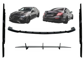 Pachet Exterior Aero compatibil cu Mercedes E-Class E63 W213 S213 2016-2019 Negru Lucios - Img 1